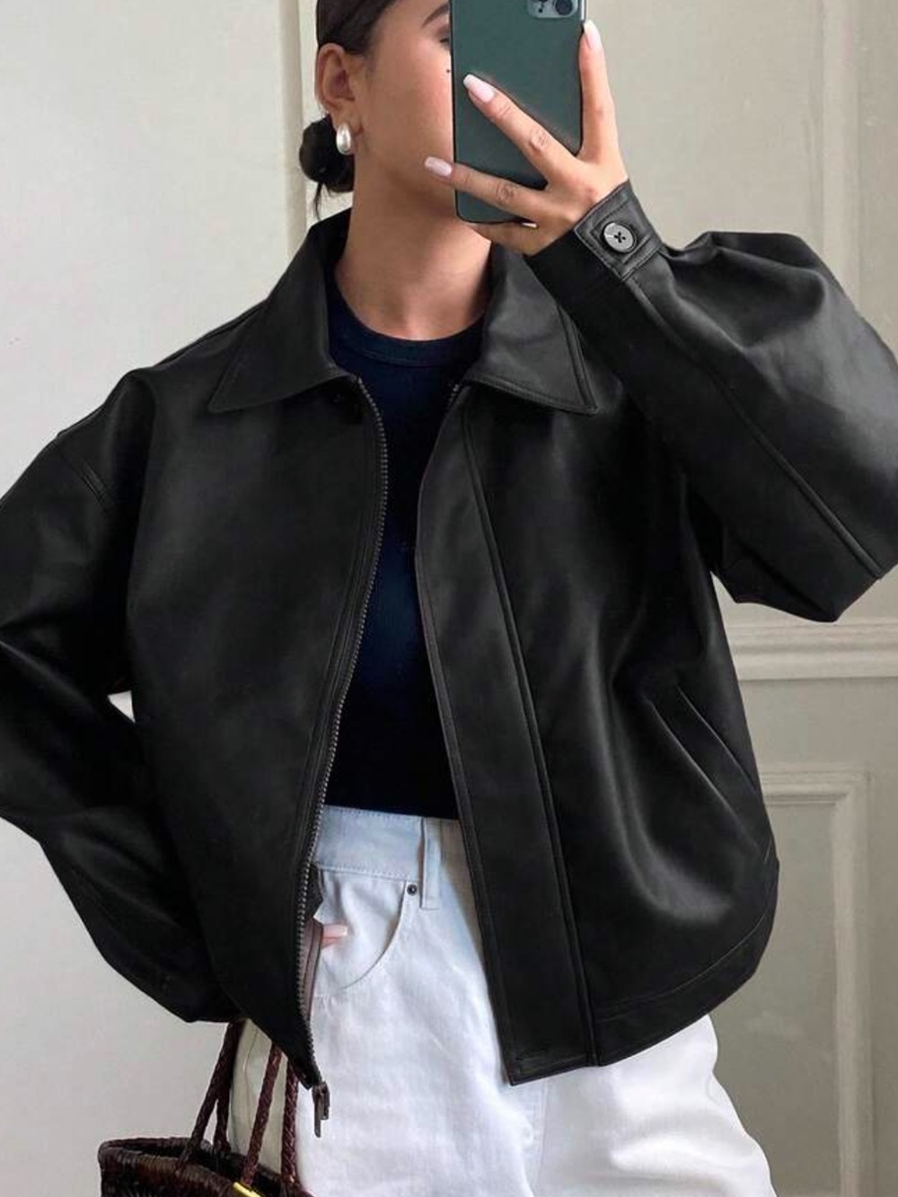 Autumn/Winter New Loose Casual Thick PU Women Regular Jacket Leather Jacket